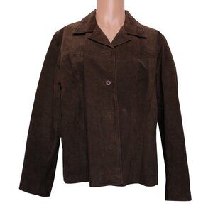 Van Heusen Womens Size XL Brown Suede Leather Jacket Classic Stylish Outerwear